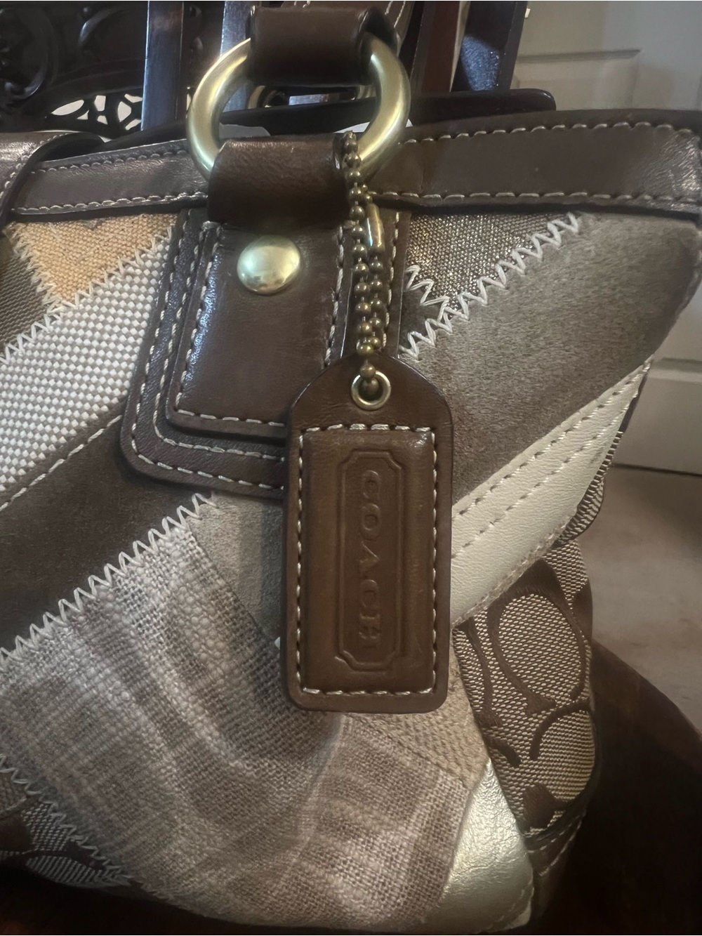 Vintage Coach Holiday Patchwork Satchel Turnlock Bag w/ wallet – Rare Y2K Find! - Picture 9 of 10